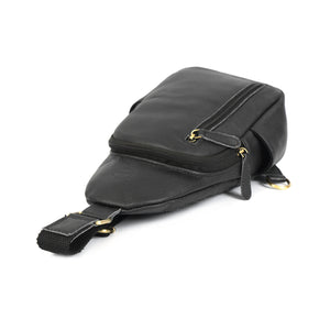 Emerson Black Buffalo Leather Sling Bag