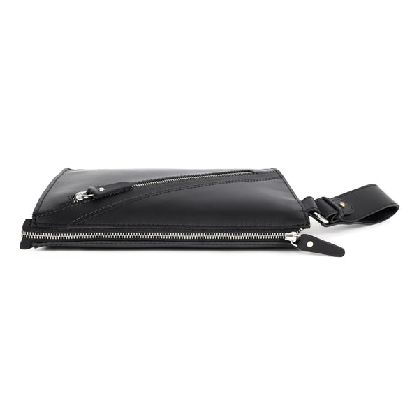 Load image into Gallery viewer, Handmade Black Leather Zipped Clutch

