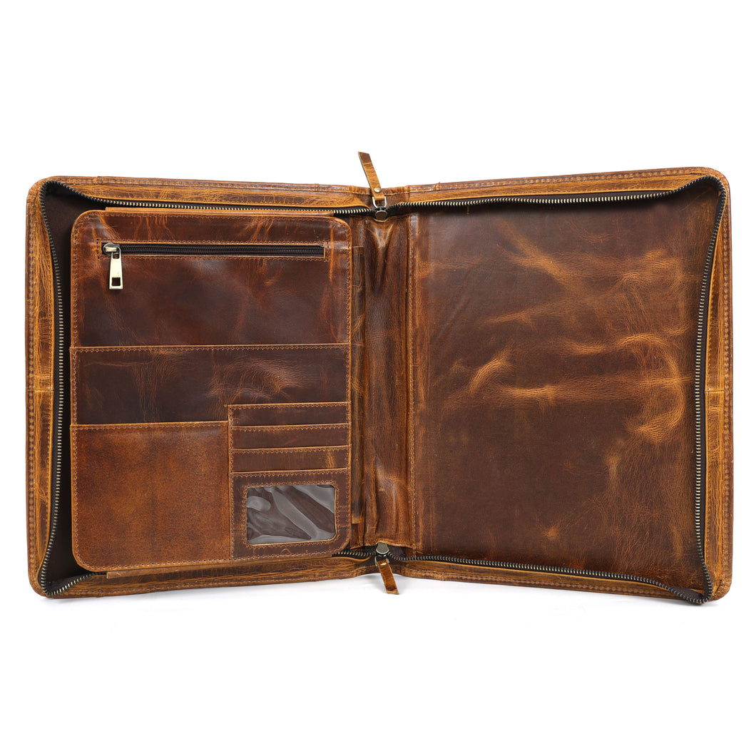 Buffalo Leather Zippered Padfolio