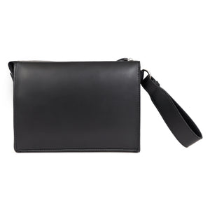 Handmade Black Leather Zipped Clutch
