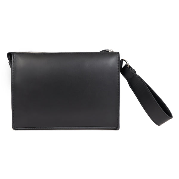 Load image into Gallery viewer, Handmade Black Leather Zipped Clutch
