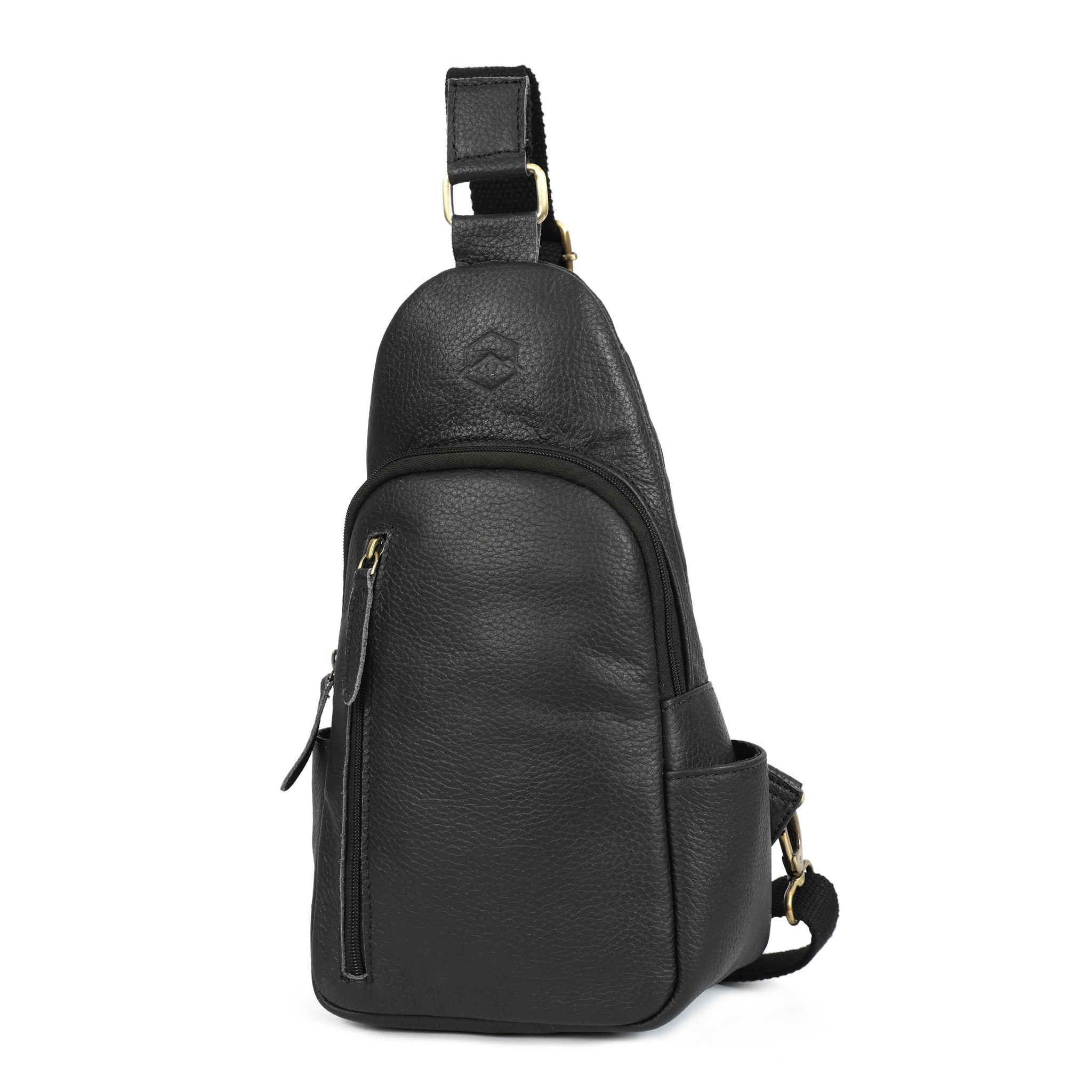 Emerson Black Buffalo Leather Sling Bag 14
