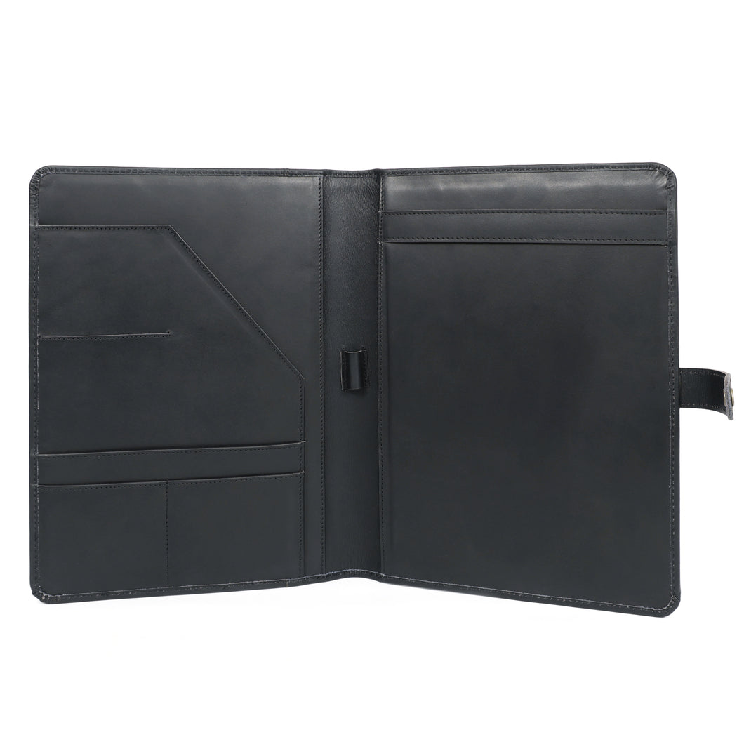 Emerson Black Leather Snap Padfolio