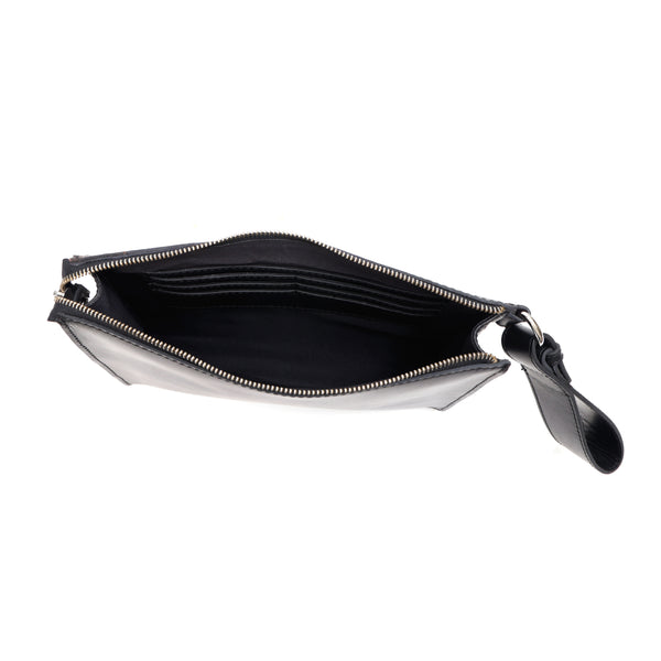 Load image into Gallery viewer, Handmade Black Leather Zipped Clutch
