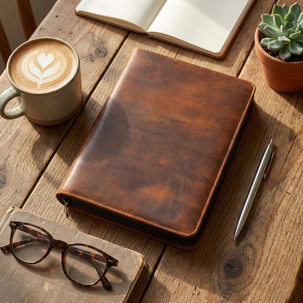 Load image into Gallery viewer, Franklin Buffalo Leather Zippered Padfolio
