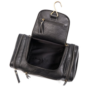 Black Buffalo Leather Toiletry Bag