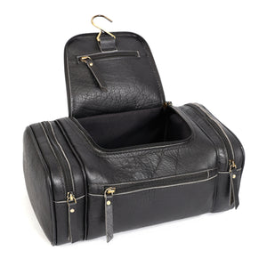 Black Buffalo Leather Toiletry Bag