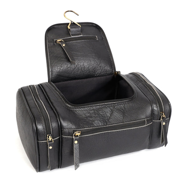 Load image into Gallery viewer, Black Buffalo Leather Toiletry Bag
