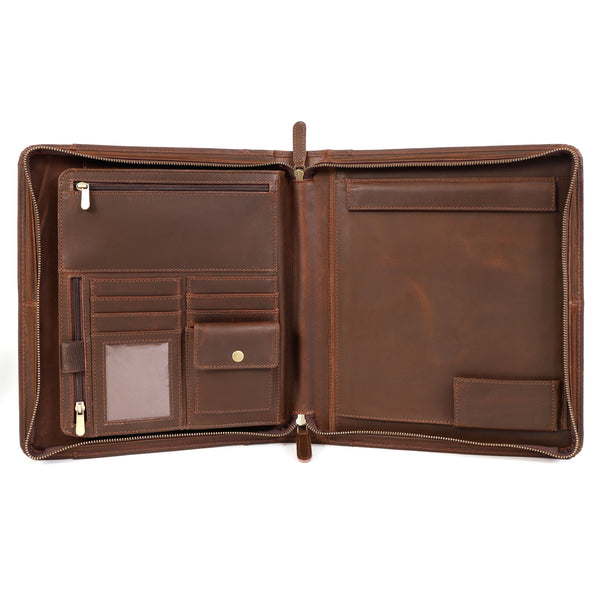 Load image into Gallery viewer, Premium Buffalo Leather Zippered Padfolio
