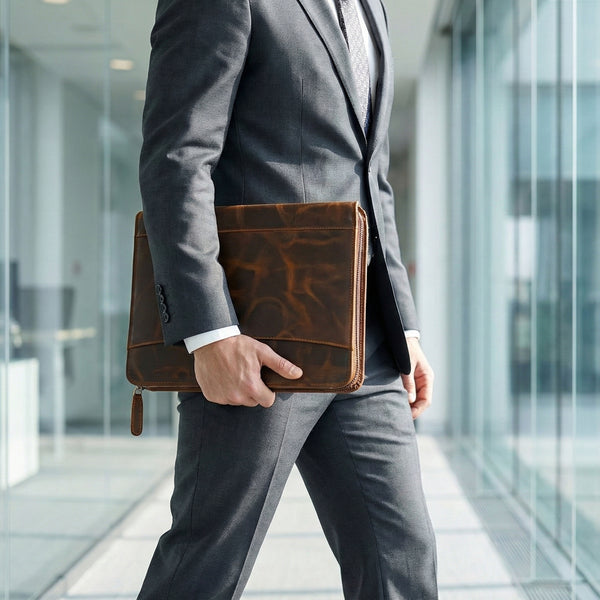 Load image into Gallery viewer, Elite Buffalo Leather Zippered Padfolio
