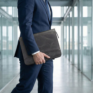 Emerson Signature Black Leather Zippered Padfolio