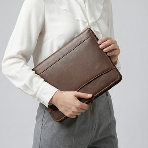 Premium Buffalo Leather Zippered Padfolio