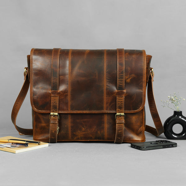 Load image into Gallery viewer, Carter Buffalo Leather Messenger Bag for Men
