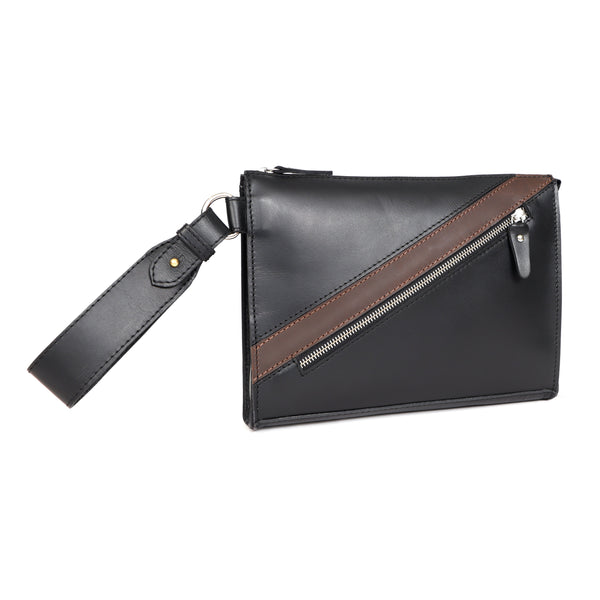 Load image into Gallery viewer, Handmade Black Leather Zipped Clutch

