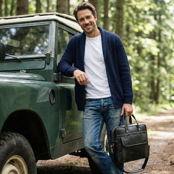 Load image into Gallery viewer, Dylan Black Leather Briefcase
