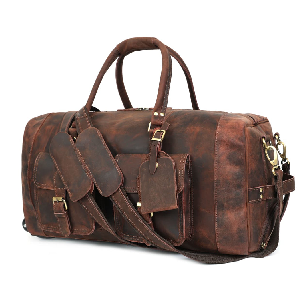Laurel Leather Duffel Bag With Wheels