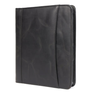 Emerson Signature Black Leather Zippered Padfolio