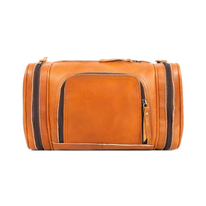 Saddle Tan Buffalo Leather Toiletry Bag