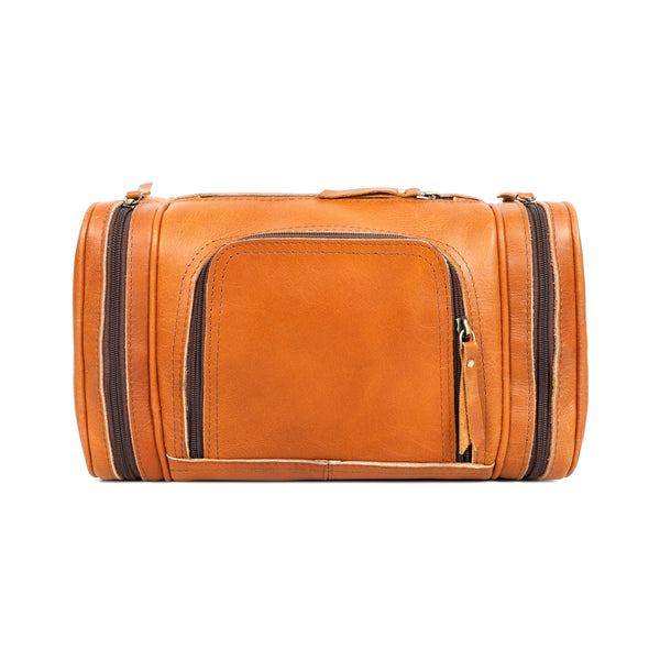 Load image into Gallery viewer, Saddle Tan Buffalo Leather Toiletry Bag
