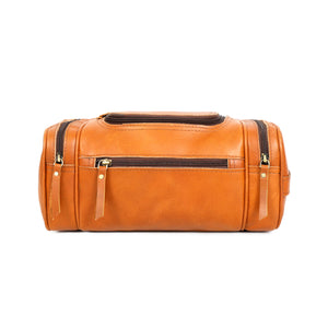 Saddle Tan Buffalo Leather Toiletry Bag