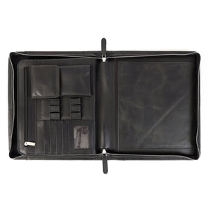 Emerson Signature Black Leather Zippered Padfolio