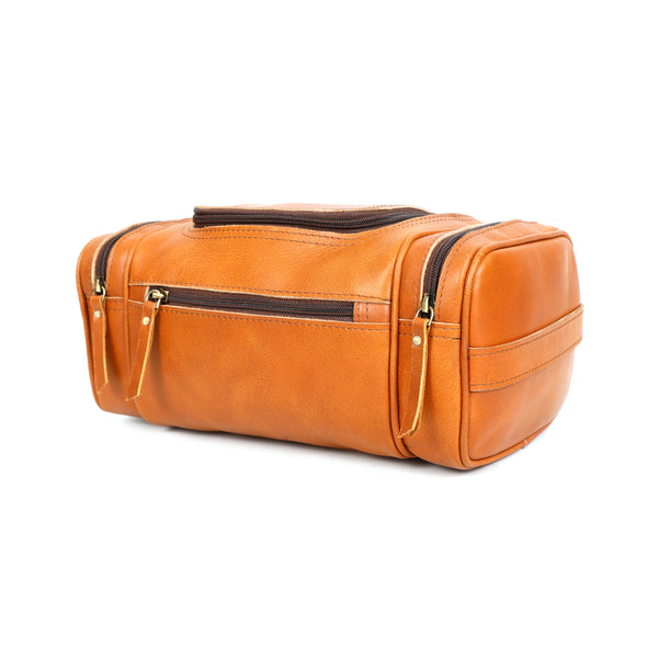Load image into Gallery viewer, Saddle Tan Buffalo Leather Toiletry Bag
