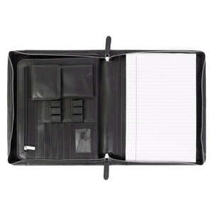 Emerson Signature Black Leather Zippered Padfolio