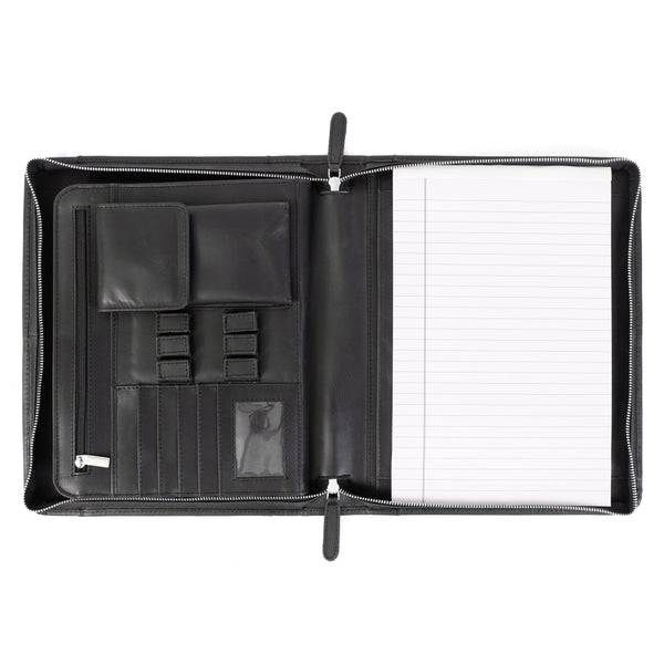 Load image into Gallery viewer, Emerson Signature Black Leather Zippered Padfolio
