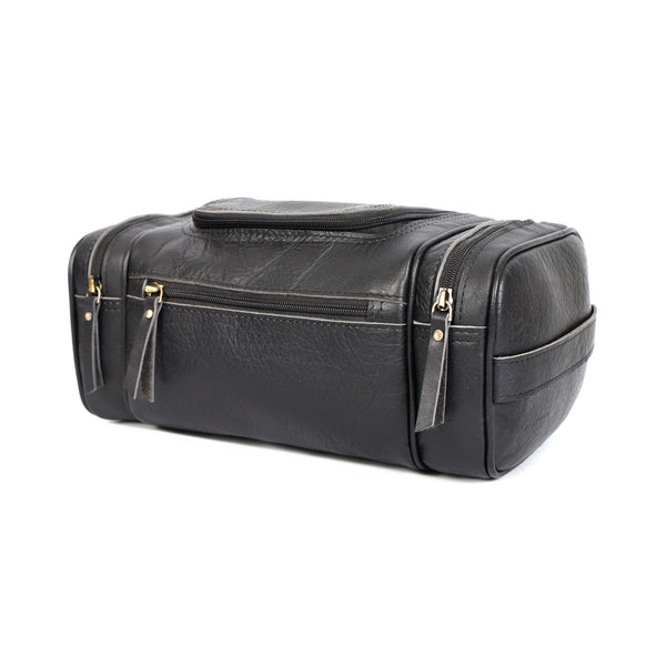Load image into Gallery viewer, Black Buffalo Leather Toiletry Bag
