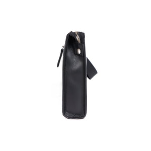 Handmade Black Leather Zipped Clutch