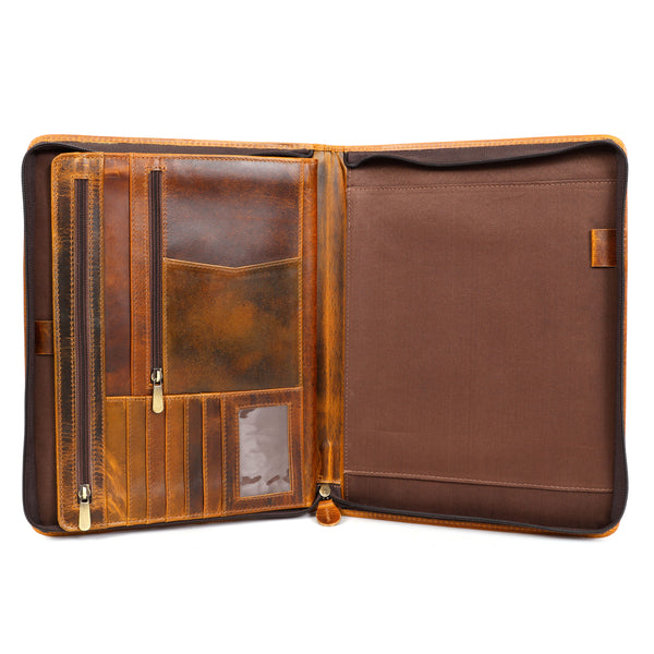 Load image into Gallery viewer, Franklin Buffalo Leather Zippered Padfolio
