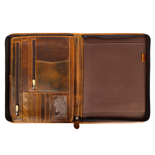 Load image into Gallery viewer, Franklin Buffalo Leather Zippered Padfolio
