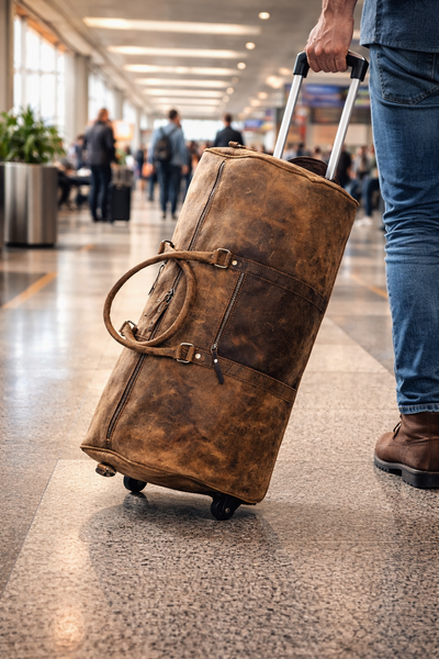 Load image into Gallery viewer, Falcon Buffalo Leather Wheeled Duffel Bag
