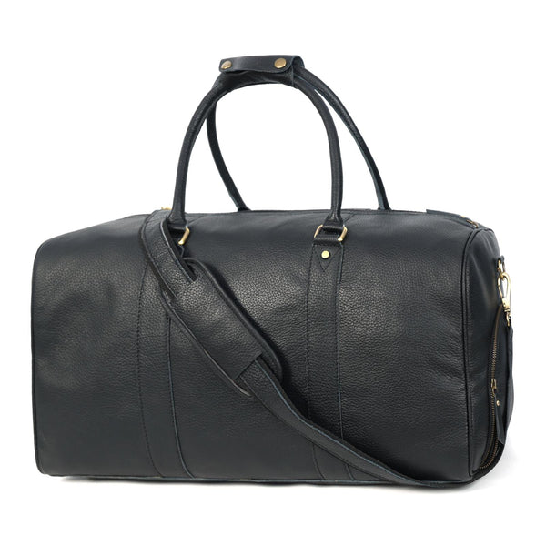 Load image into Gallery viewer, Charcoal Black Leather Duffel Bag
