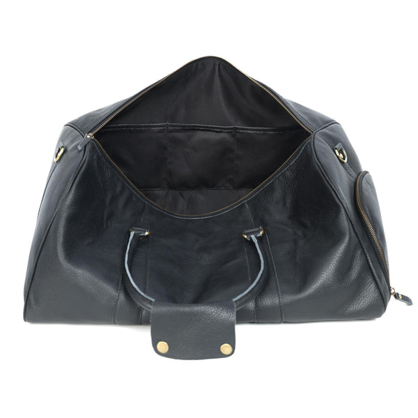 Load image into Gallery viewer, Charcoal Black Leather Duffel Bag
