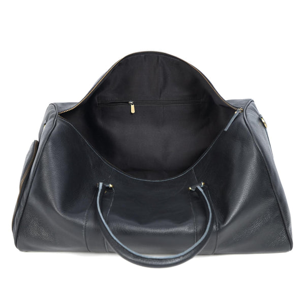 Load image into Gallery viewer, Charcoal Black Leather Duffel Bag
