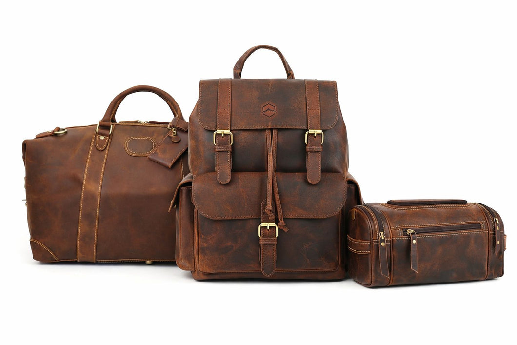 briefcase backpack combo leather Emerson Signature Buffalo Leather Backpack Combo Set 24" / 16"