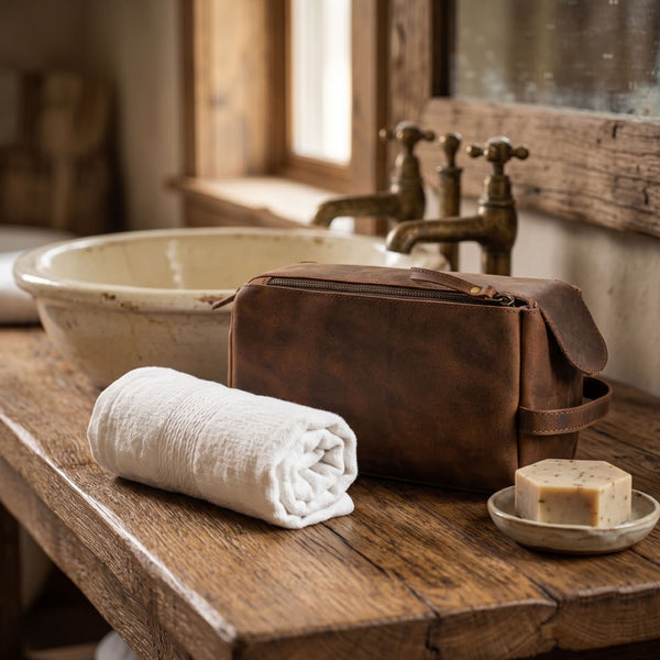 Load image into Gallery viewer, Griffin Buffalo Leather Toiletry Bag
