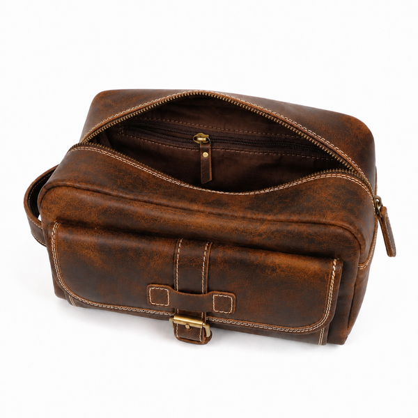 Load image into Gallery viewer, Juniper Buffalo Leather Toiletry Bag
