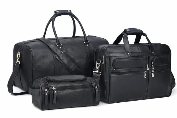 Load image into Gallery viewer, Premium Black Buffalo Leather Travel &amp; Work Combo Set
