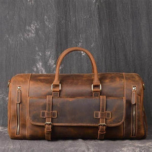 Aaron Leather Goods Leather Travel Duffel Bags for Men and Women