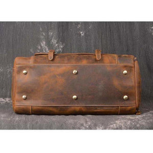 Vintage Leather Weekend Bag with Shoes Compartment, Crazy Horse Leather  Duffle Bag, Large Travel Bag