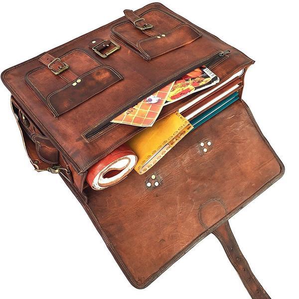 Leather Briefcases 18 Inch Laptop Messenger Bags for Men and 