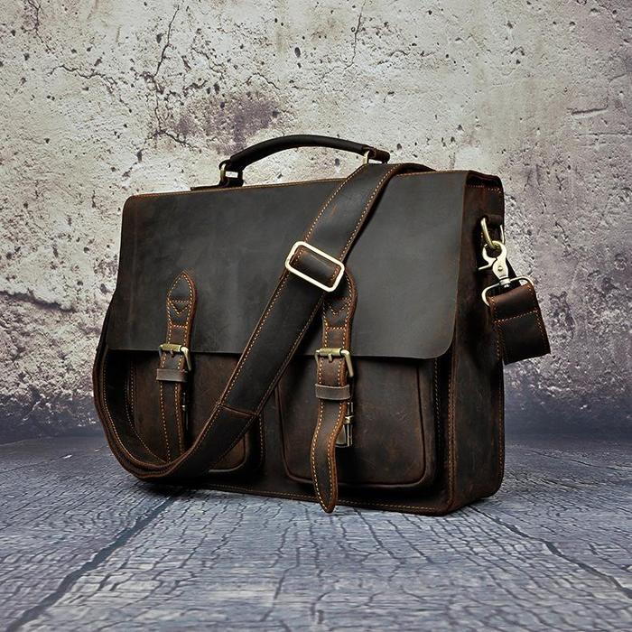 Leather messenger bag for men with laptop compartment – Niche Lane